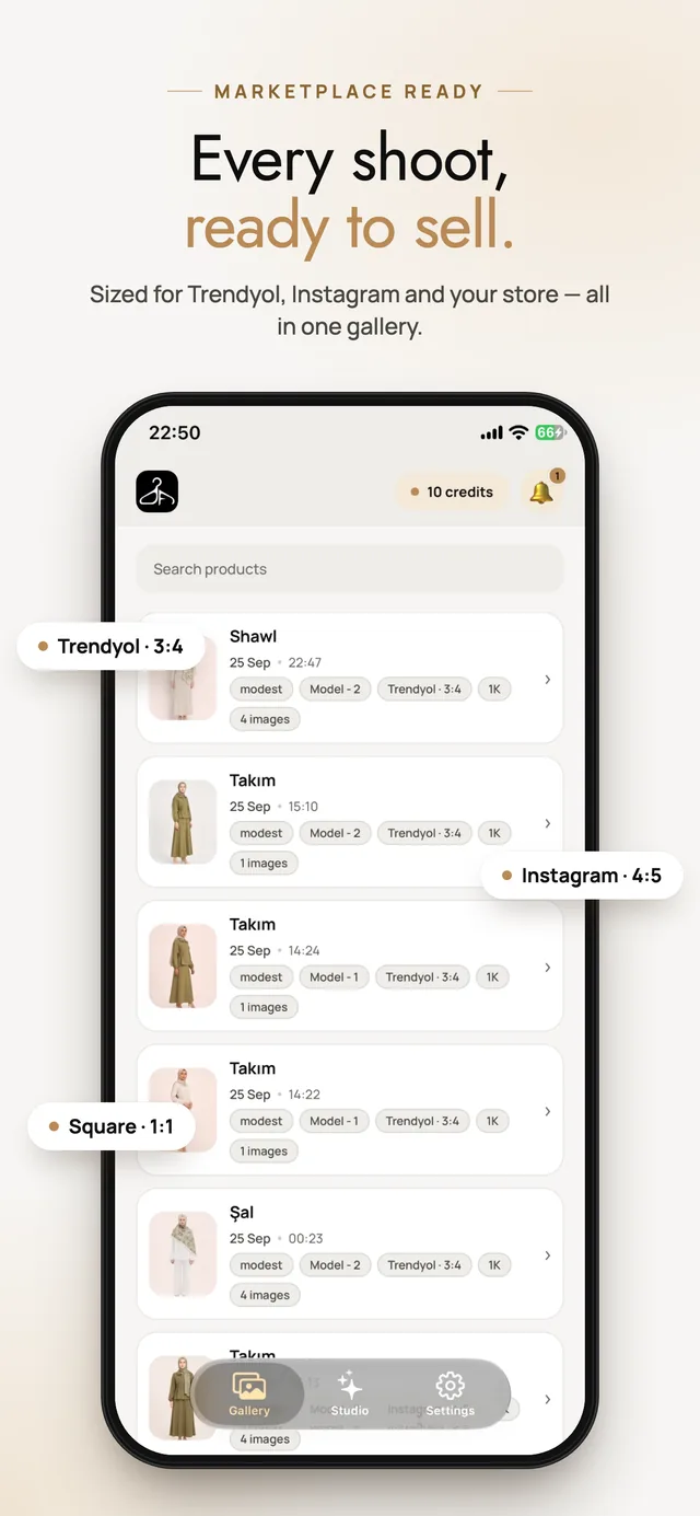 معرض بمقاسات Trendyol وInstagram والمربع